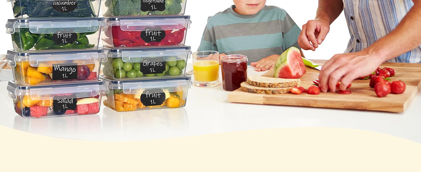 Набір герметичних контейнерів для їжі з кришками, 7 шт по 840 мл, BPA-free, штабелювані ланч-бокси для заморозки та зберігання продуктів (GO10PCS1L)