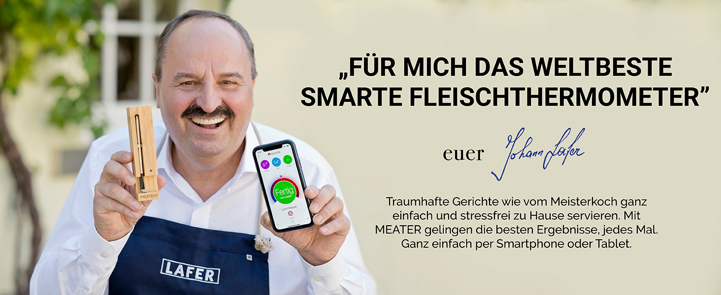 MEATER+ - Бездротовий смарт-термометр для м'яса з радіусом дії 50 м | Для духовки, гриля, сковороди та ротатерії | Ідеальний результат приготування м'яса через додаток