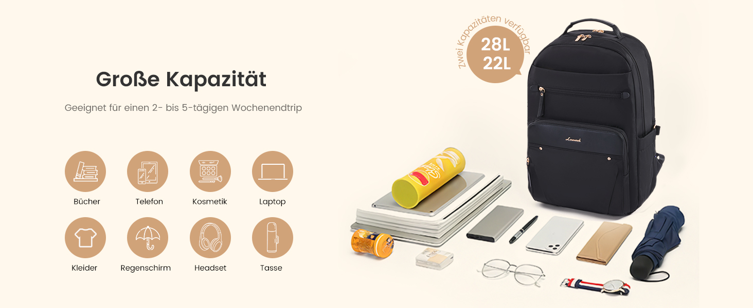 LOVEVOOK Рюкзак для ноутбука, чорний, 15.6 дюймів: водонепроникний, для роботи, навчання, подорожей