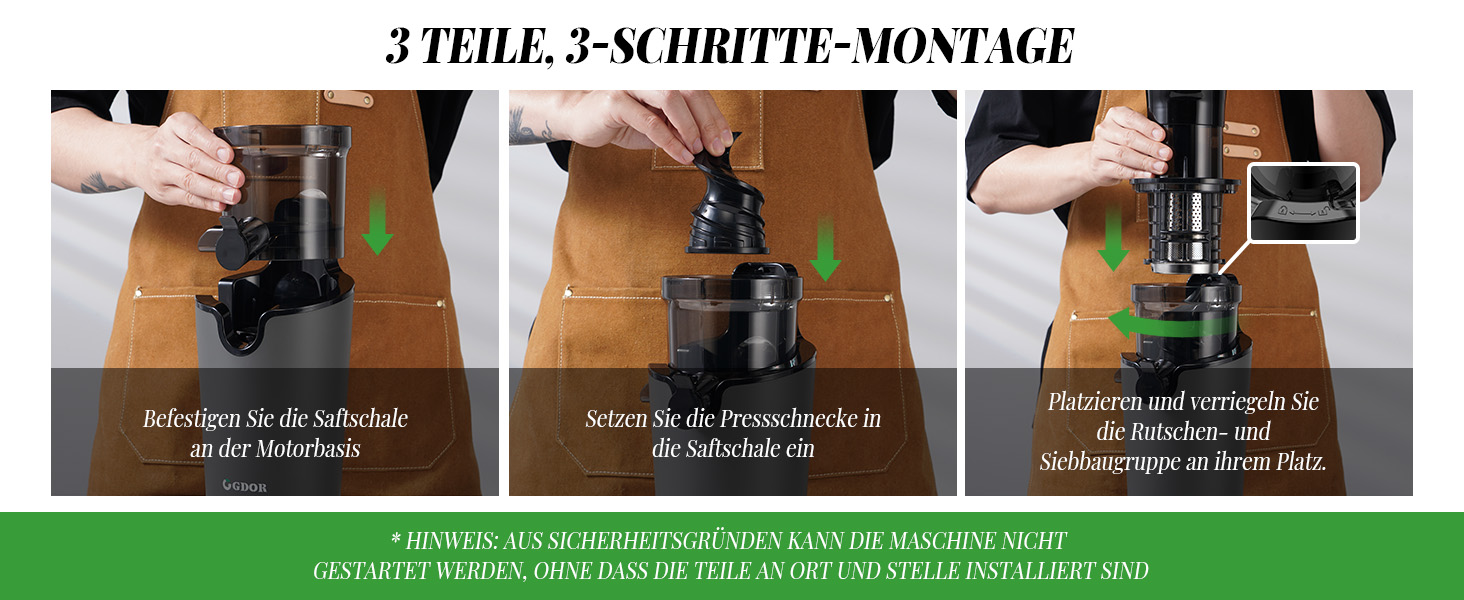 Електричний соковитискач GDOR з великою завантажувальною воронкою 90 мм, висока врожайність, тихий, BPA-free, легко миється, 200W, сірий