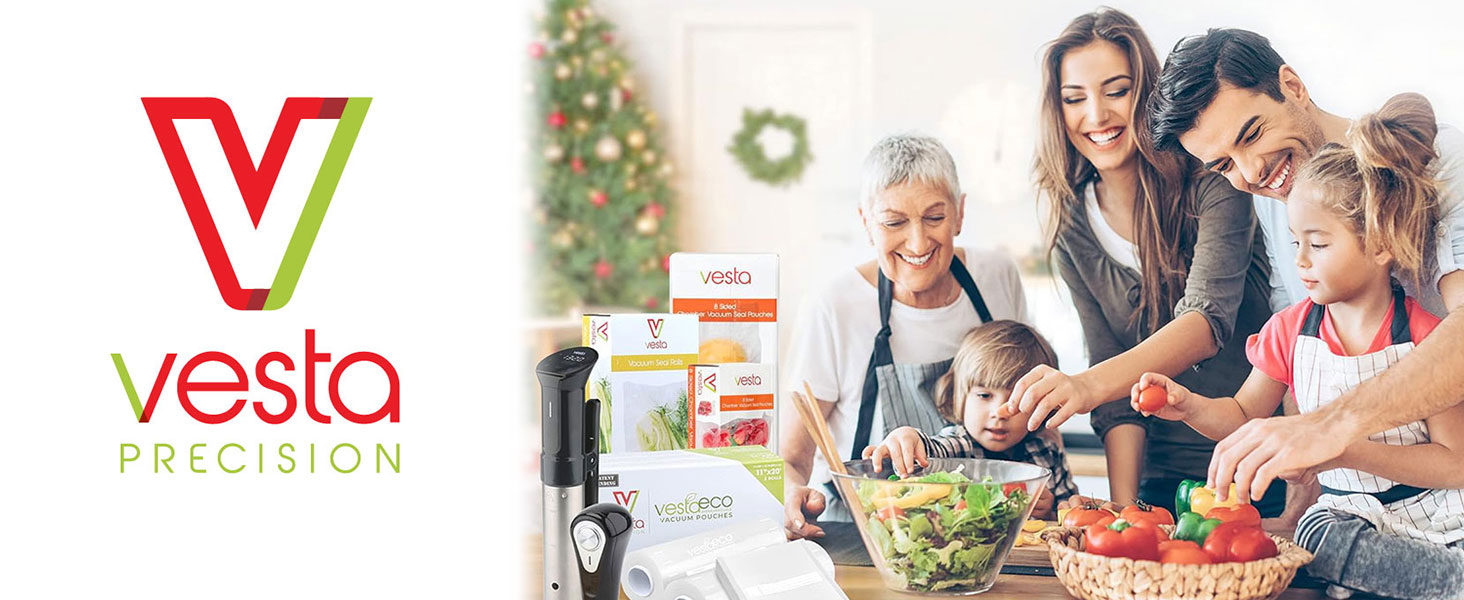 Вакуумний пакувальник Vesta Precision V11 для продуктів, 31 см, чорний - побутовий вакууматор з рулоном для упаковки