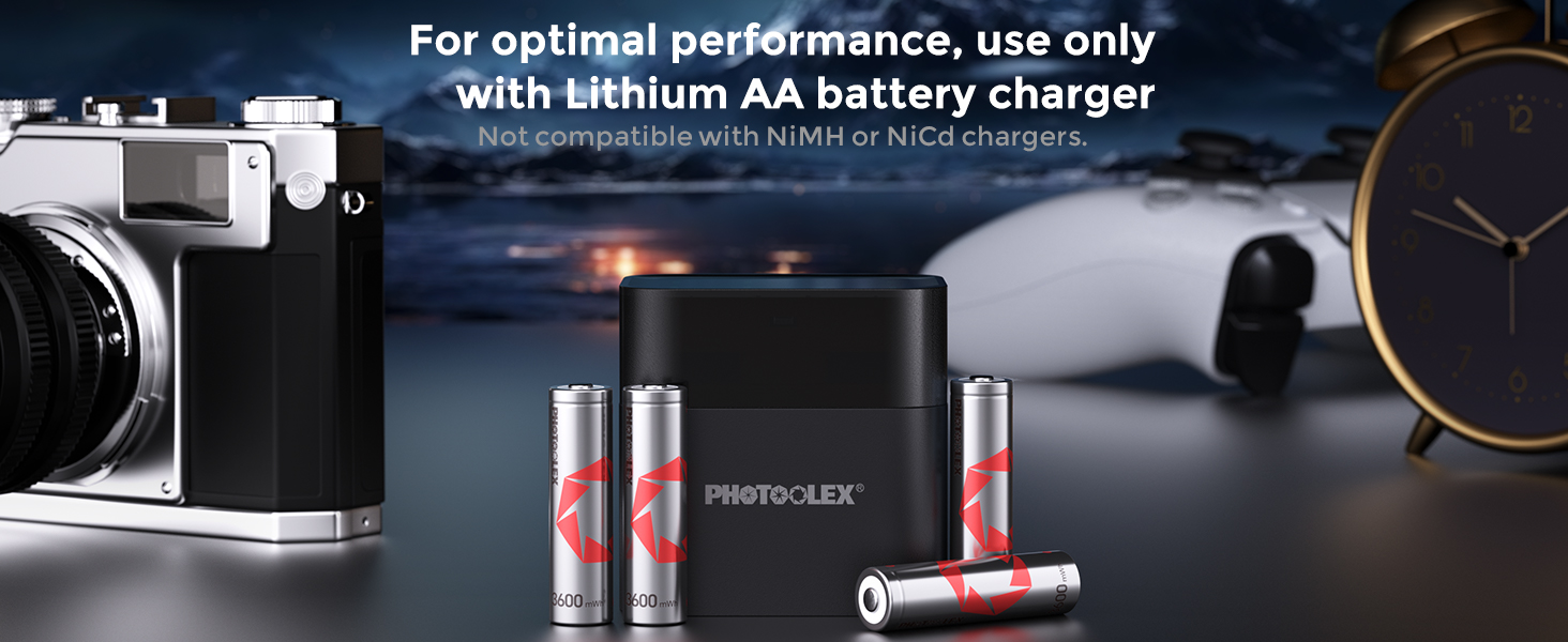 Акумулятори PHOTOOLEX AA 1.5V 3600mWh, комплект 8 шт. з кейсом для зберігання, високої ємності, перезарядні літієві батарейки (без зарядного пристрою)