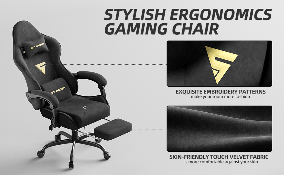 Крісло геймінгове Ferghana з підголівником та підставкою для ніг, сталево-синій колір. Зручне крісло для геймерів та офісу.