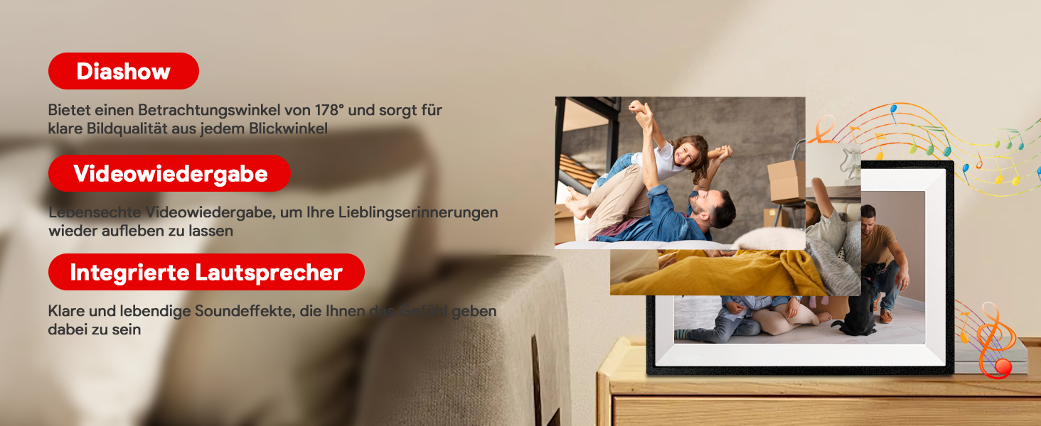 Frameo Цифровий фоторамка 10.1 дюйма, WALN, 32 ГБ, автоповорот, відправка фото/відео через додаток