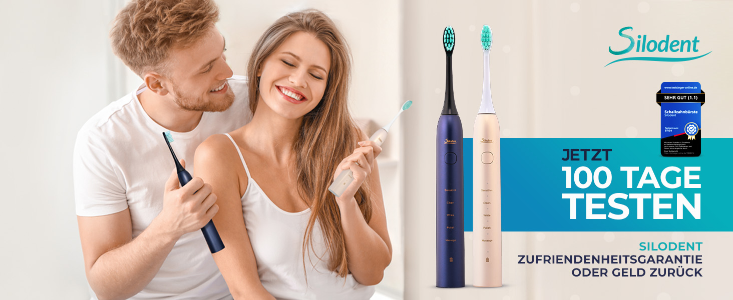 Електрична зубна щітка Silodent Midnight Blue з антисептичною щетиною. 5 програм, Power-батарея, чохол для подорожей. Тестовий лідер, 100 днів без ризику.