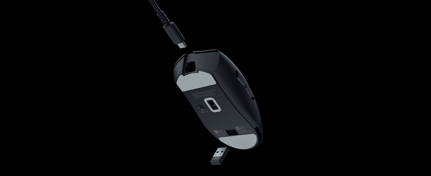 Ігрова миша Razer DeathAdder V3 HyperSpeed бездротова ергономічна, 26K DPI, вага 55г, чорна