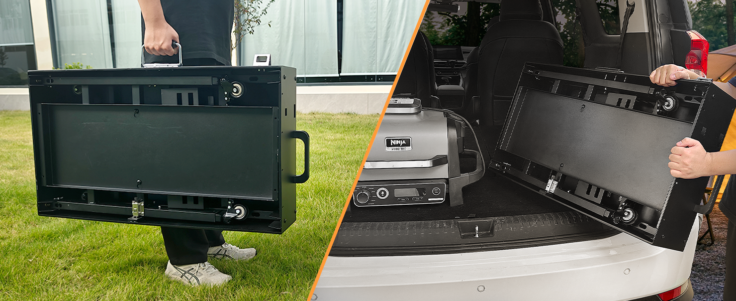 Мобільний гриль-візок для Ninja Woodfire, Weber, Blackstone, Nexgrill, Traeger та інших грилів, візок для гриля з колесами та тримачем для паперових рушників (86 см)