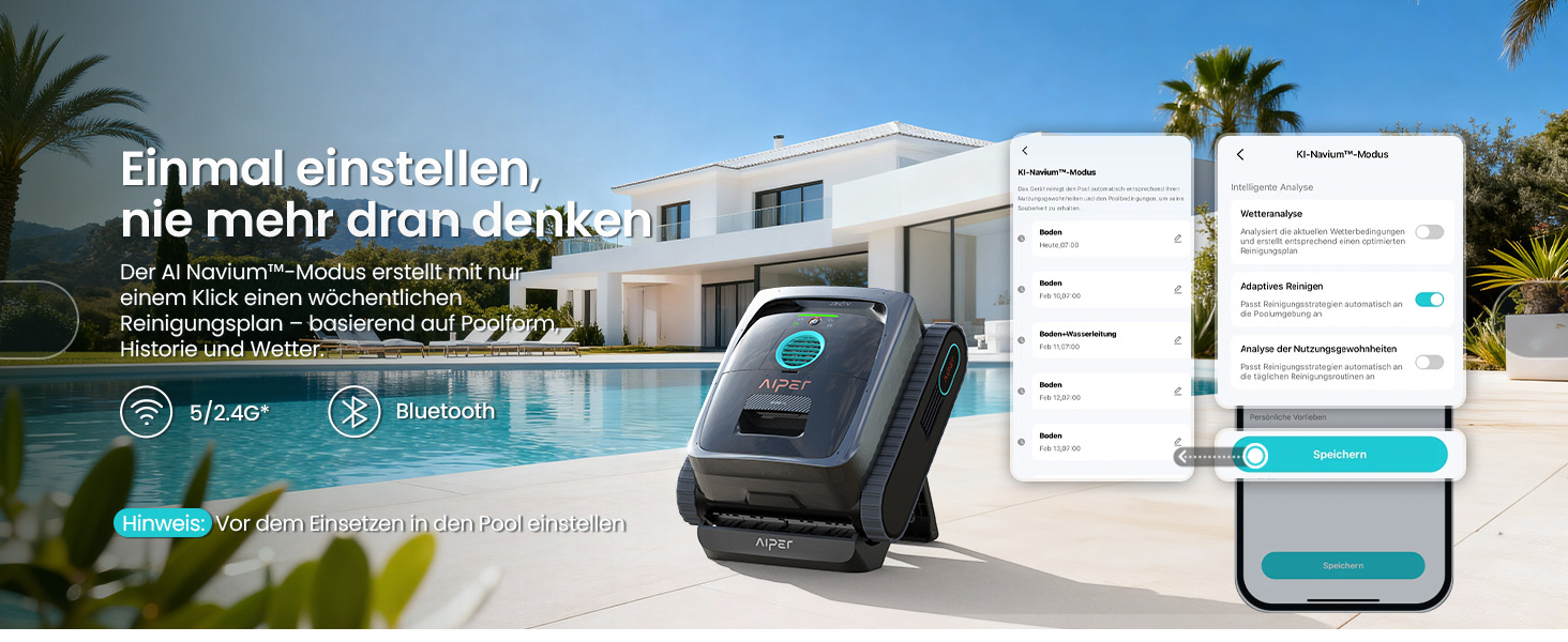 Робот-пилосос для басейну Aiper Scuba V3 з акумулятором, для стін та дна, з інтелектуальним баченням, фільтром 3 мкм, для басейнів до 200 м² сірий