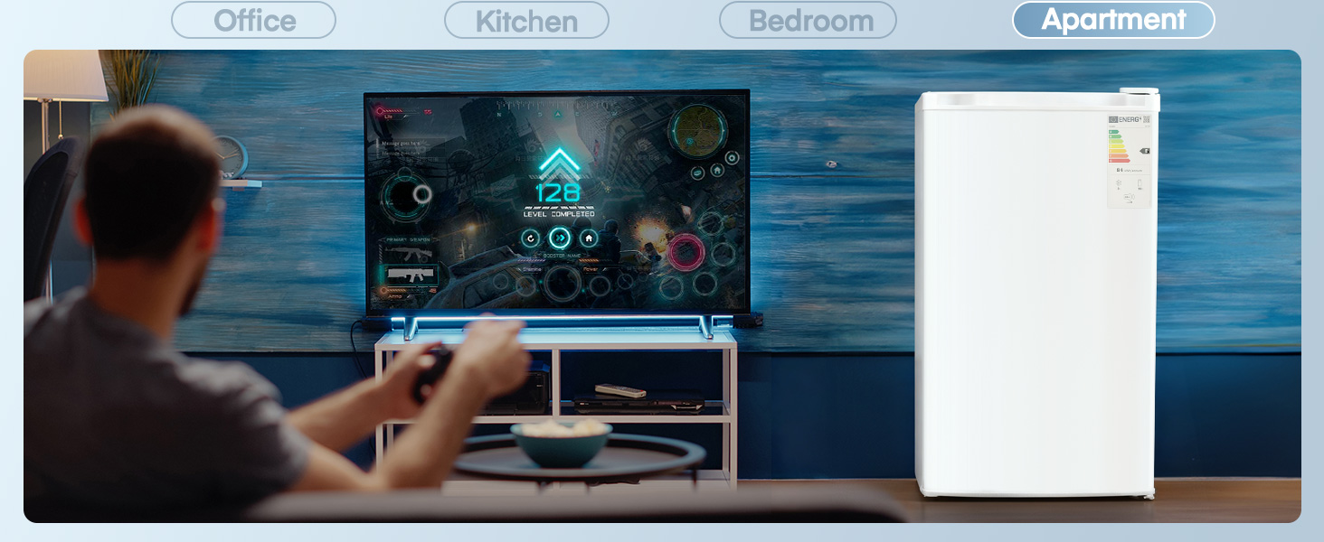 Компактний холодильник FOHERE на 90л з морозильною камерою, регулюванням температури (7 рівнів) та відділенням для овочів, білий