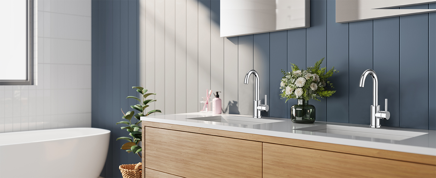 Змішувач для ванної кімнати FORIOUS Hoch 360° з нержавіючої сталі, з підйомним виливом, для кухні/ванної кімнати, з підключенням до гарячої/холодної води, монтаж простий, висота виливу 175 мм, полірована сталь