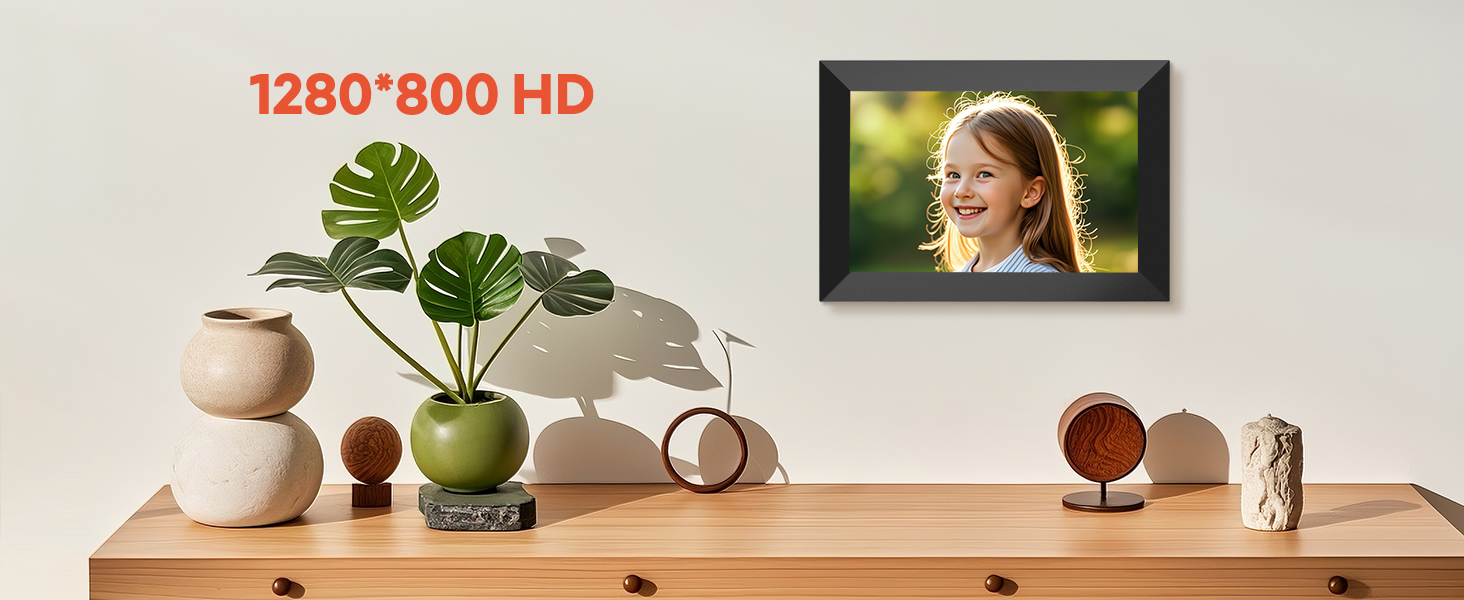 Цифровий фоторамка Frameo 10.1 дюйма WiFi, IPS сенсорний екран, 32GB, автоматичне обертання, для стін, миттєва відправка фотографій