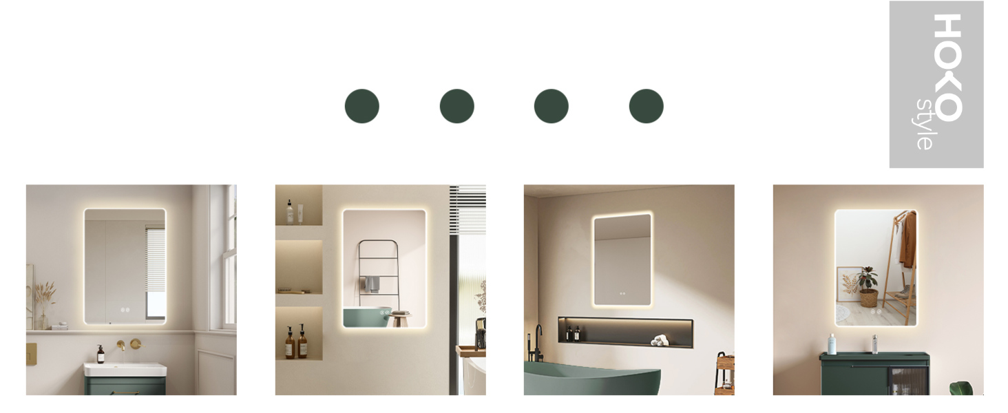 LED дзеркало для ванної кімнати HOKO Texas 60x80 см / 80x60 см з підсвічуванням, протитуманним покриттям та чорним металевим каркасом. Можливість встановлення вгору та вбік. Сенсорне керування + світло, регулювання кольору 2700-6500K (тепле, холодне, нейтральне біле світло). З покриттям Anti-Fog (80 см x 60 см)