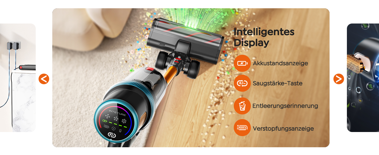 Бездротовий акумуляторний пилосос 50KPA/600W з подовжуваним шлангом 1м, стійка підставка, автоматичний режим, насадка проти ковтунів, багаторівнева фільтрація для килимів/твердих поверхонь/автомобіля