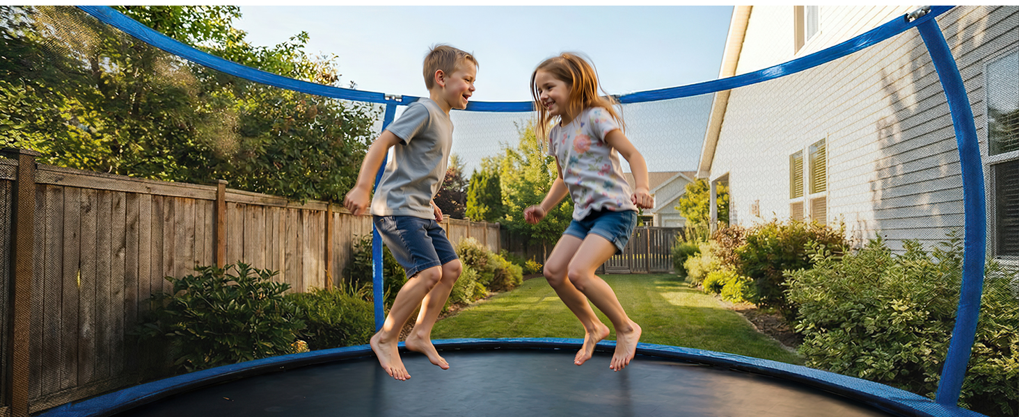 Батут JUMMICO вуличний Ø183/220/290/360 см з сіткою, захисним покриттям та комплектом для монтажу, круглий садовий батут для дітей 220 см синій