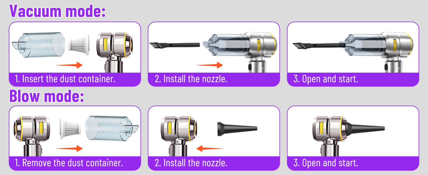 Акумуляторний ручний пилосос 4 в 1 для авто та дому, бездротовий міні-пилосос 22000Па з безщіточковим двигуном, 6000 mAh, електричний обдуватель для прибирання шерсті та пилу (Сріблясто-золотий)