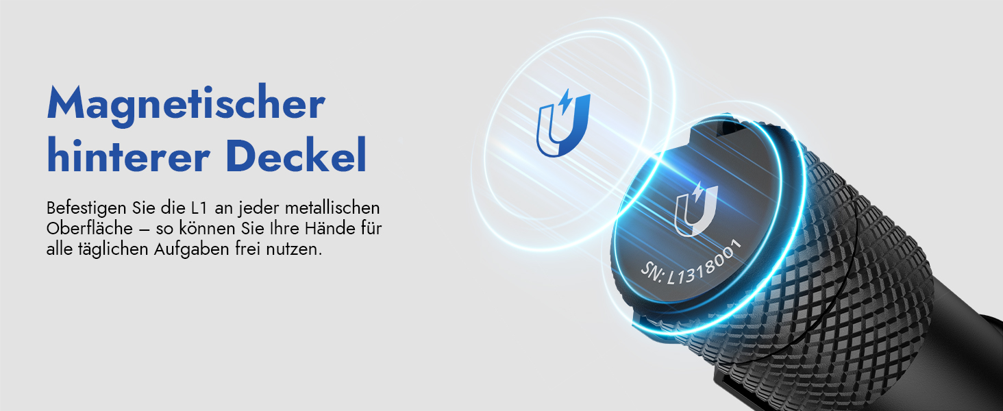 Тактичний ліхтарик WUBEN L1 LED: 2000 люмен, 6 режимів світла, водонепроникний IP68, акумуляторний, з кобурою, чорний (P9)