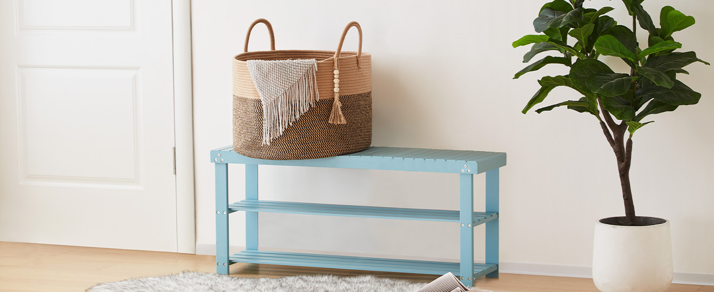 Кошик для білизни YOUDENOVA плетіний великий 65L, 50x33 см (жутовий & чорний)