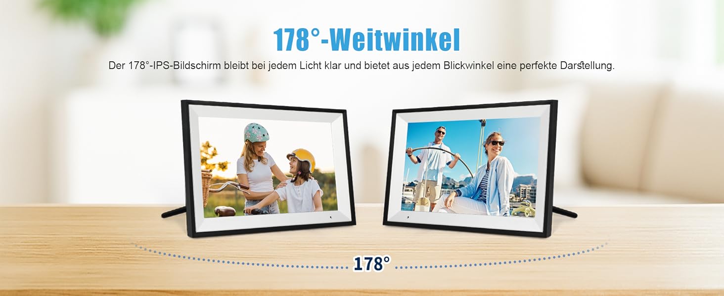 Цифровий фоторамка WiFi 10,1 дюйма, IPS HD сенсорний екран, 32GB, автоматичне обертання, підключення з будь-якого місця, чорний