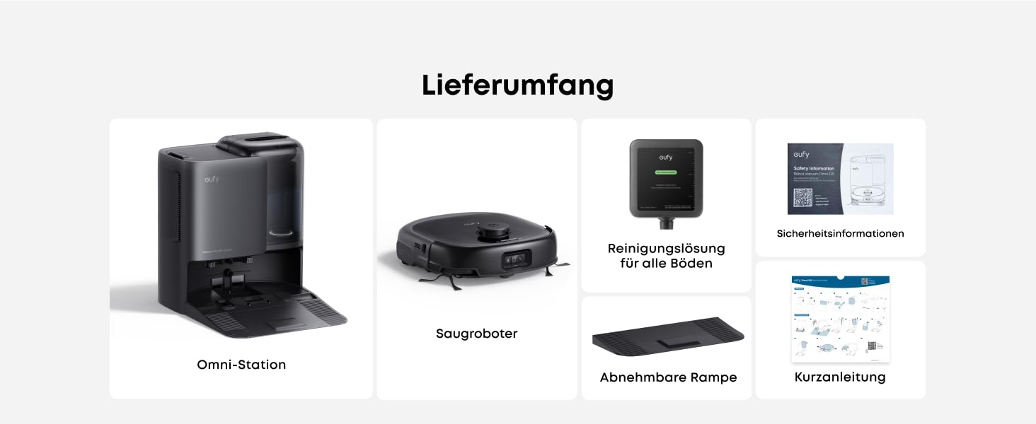 Робот-пилосос Eufy Omni E25 HydroJet з функцією миття, 20000Pa, Turbo-сила всмоктування, щітки DuroSpiral, CornerRover для кутів, станція All-in-One, для тварин та дітей