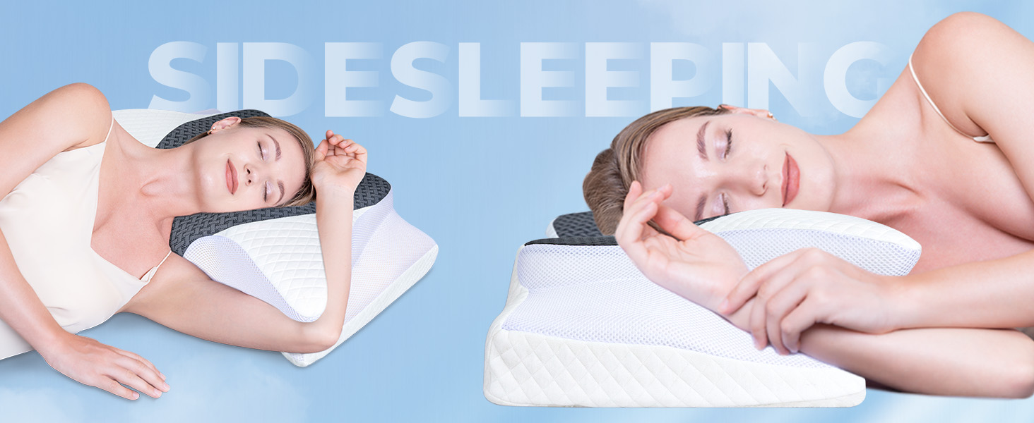 Подушка для шиї Saheyer з Memory Foam, ергономічна ортопедична подушка для сну на боці, покращує якість сну, 70 x 40 x 15/12 см, з чохлом білого та вугільно-сірого кольорів