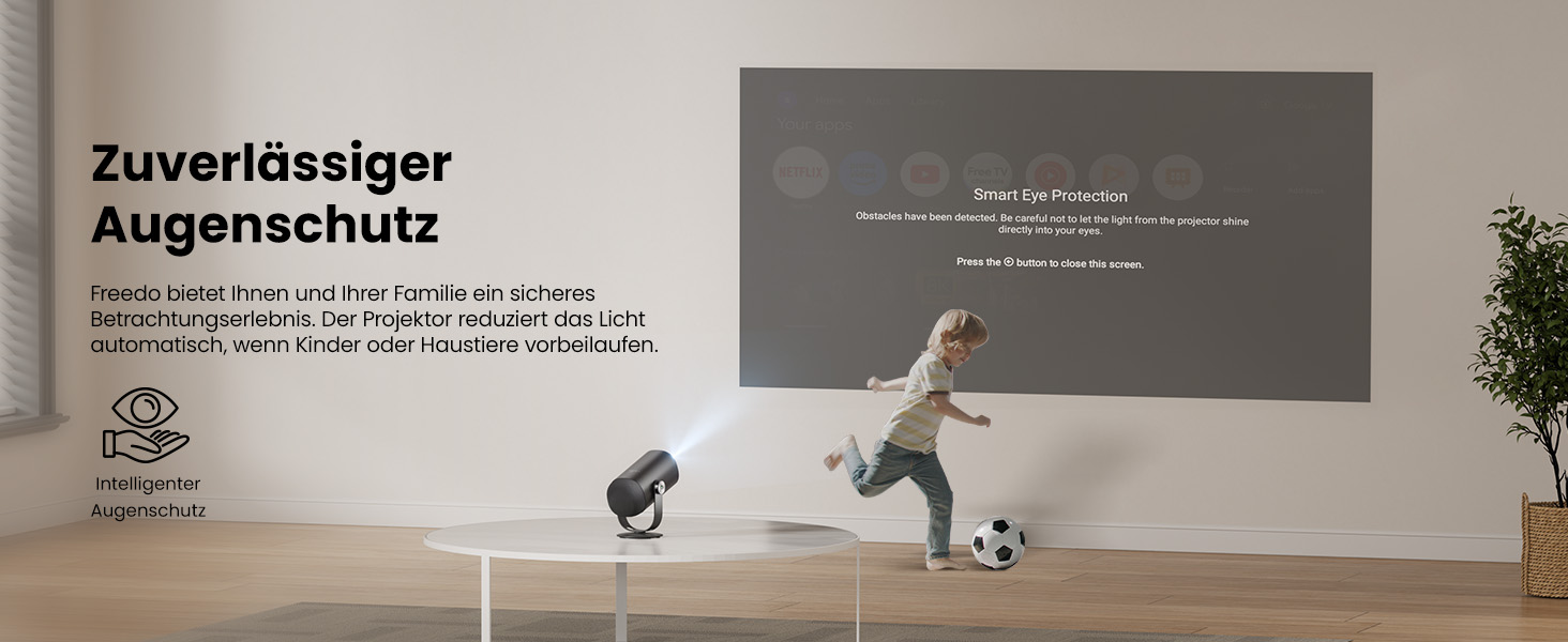 Портативний проєктор Dangbei Freedo з акумулятором, 450 ISO люмен, Google TV & Netflix, Dolby Audio, 1080P, HDR10, 165° нахил, Smart проєктор з WiFi & Bluetooth для дому та відпочинку на природі, 2,5 години роботи, з чохлом