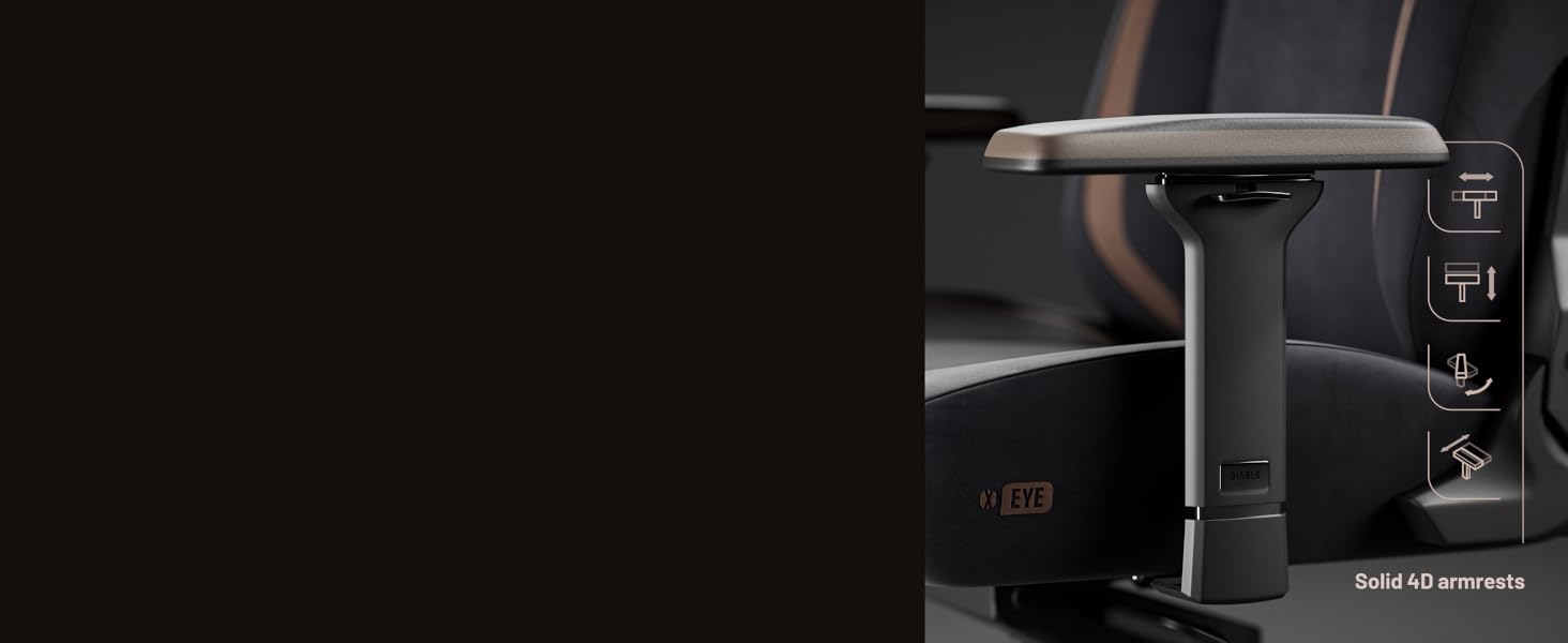 Ігровий крісло Diablo X-Eye 2.0: комфортний офісний стілець з регульованою підголівником та підлокітниками, чорний | Макс. 140 кг