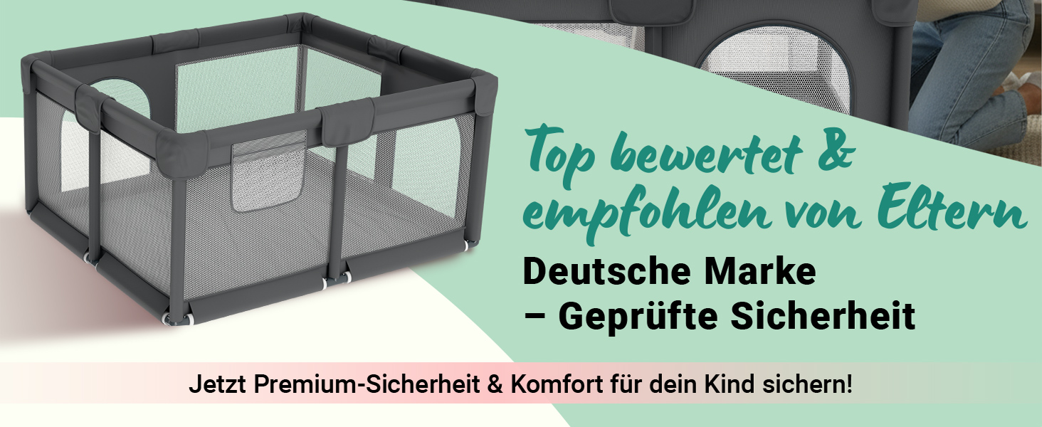 Дитячий манеж Laufstall – [НОВИНКА 2025] – Дитячий манеж, ігровий майданчик, огорожа для дитини, манеж для дітей, Play Pen – [Перевірено в лабораторії] – Дихаючий матеріал, повністю оббитий - 130x130 см