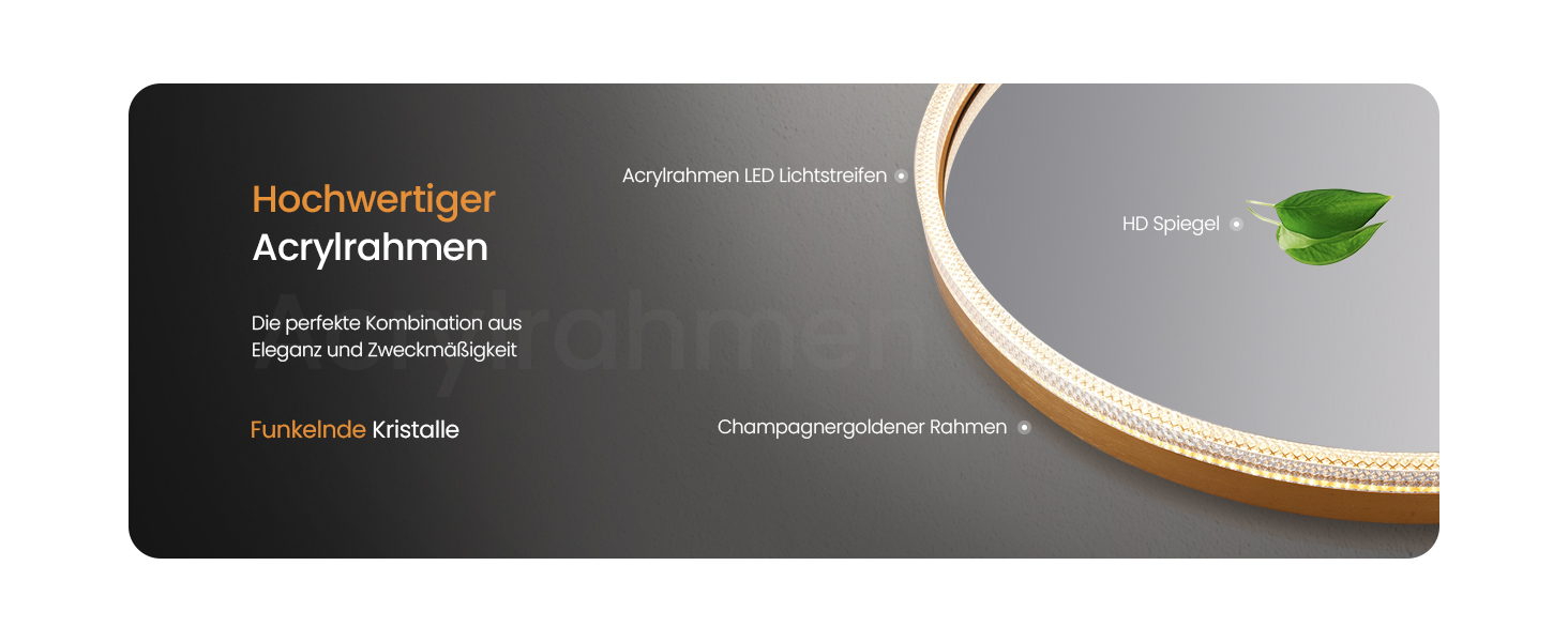 Дзеркало для ванної кімнати EMKE з підсвічуванням, 80 см, 3 кольори світла, регулювання яскравості, антизапар, сенсорне управління, функція пам'яті, енергозбереження, кругле, золотий фрейм (60x60 см)