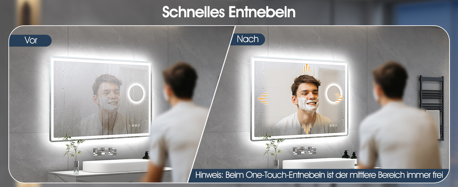 Дзеркало для ванної кімнати S'bagno Bluetooth з підсвічуванням 100x70 см, LED, антизапар, диммер, Bluetooth, HD скло, IP44, горизонтальне/вертикальне