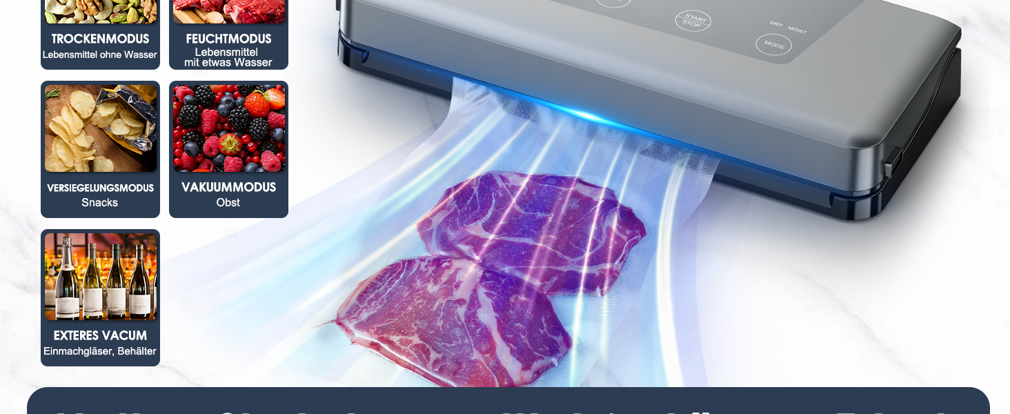 Вакууматор YASHE 5-в-1 з режимами для сухих та вологих продуктів, ширина шва 30 см, для Sous-Vide та консервації м'яса, риби, овочів та фруктів