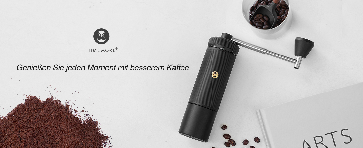 Ручна кавомолка TIMEMORE Chestnut з нержавіючої сталі, шліф Kegelschliff S2C, для еспресо та френч-пресу, чорна