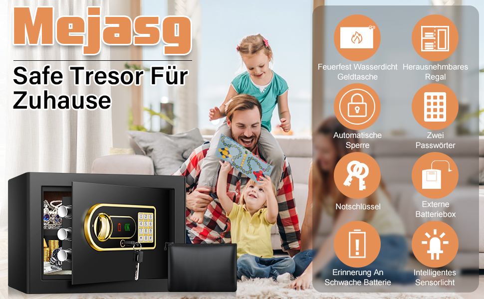 Пожежостійкий сейф Safe Tresor 25L з висувним ящиком та відділенням для батарей, для грошей, ювелірних виробів, документів