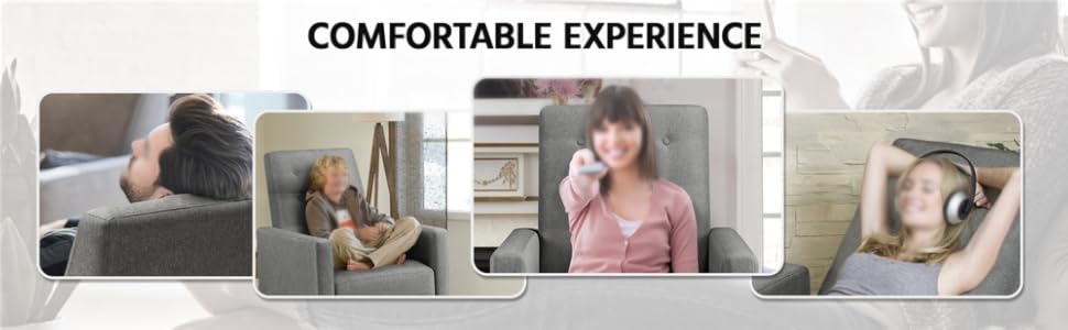 Крісло-релакс Yaheetech для телевізора, регульоване, сіре, з тканини льон