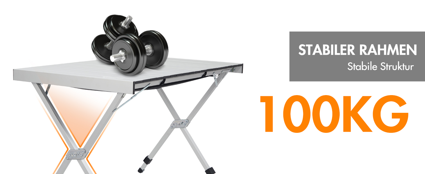 Складаний кемпінговий стіл PORTAL з регулюванням висоти, алюмінієвий, 108 x 71 см, легкий стіл для пікніка, саду та подорожей (Сріблястий)