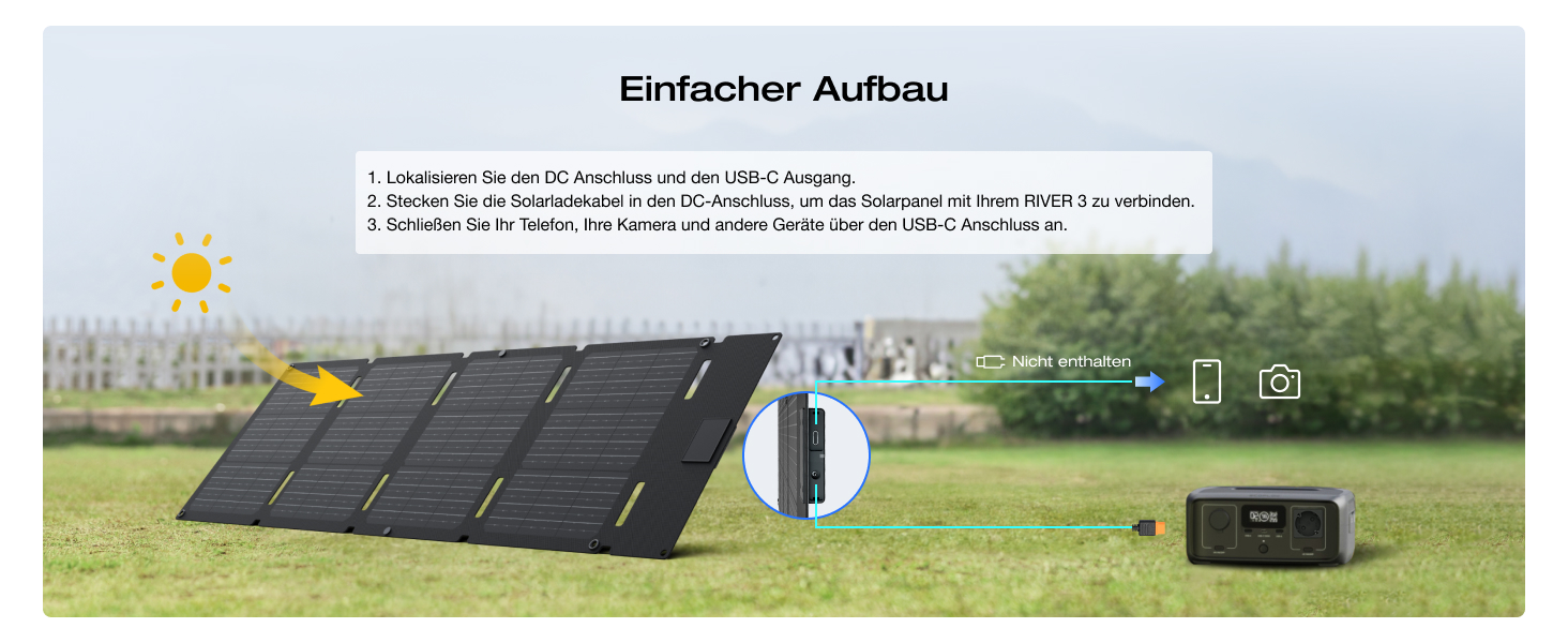 EcoFlow River 3: Портативна електростанція з соняльною панеллю 45W, акумулятор LFP 245 Wh, потужність до 600W, GaN для збільшення часу роботи, UPS <10 ms, компактний сонячний генератор для кемпінгу