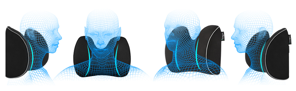 Подушка для шиї Feagar для підголівника, Подушка для шиї з піни з ефектом пам'яті, Подушка для автокрісла, Подушка для спинки автокрісла, Подушка для підголівника для водіння, чорний