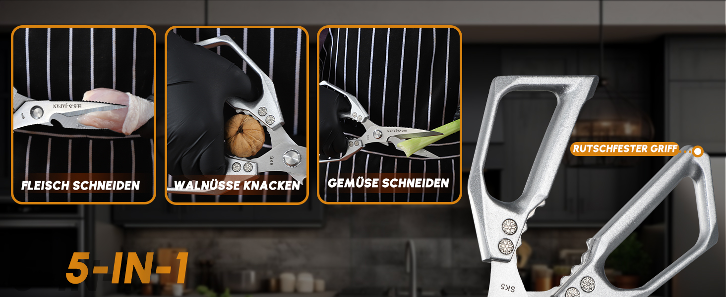 Набір кухонних ножиць Dream Reach Silver: кухонні, для птиці та кісток, нержавіюча сталь, багатофункціональні, миються в посудомийній машині