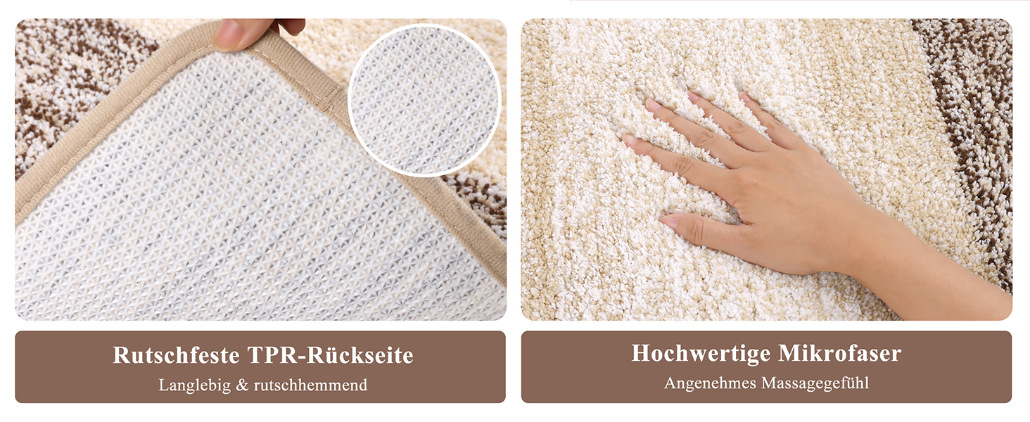 Набір килимків для ванної кімнати Badteppich Set: м'який високий ворс, 3 шт. (45x65 см, 50x80 см, 50x60 см), машинка-мийка, неслизькі, для туалету, під душ, в ванну