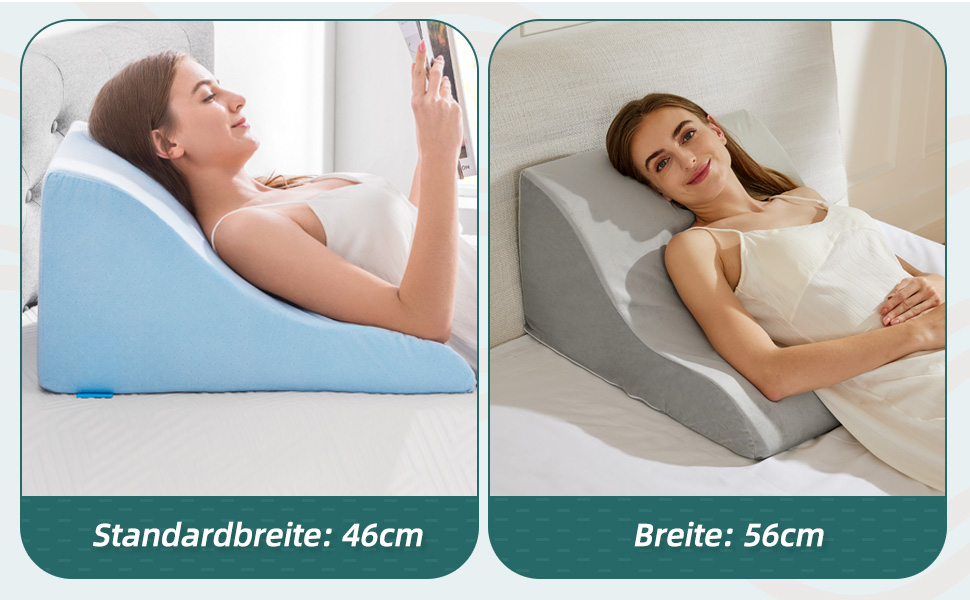 Подушка для читання в ліжко та диван - подушка-клинок з піною з пам'яті - ергономічна спинка та подушка для голови - ідеально підходить для підтримки спини під час відпочинку, ігор, читання або перегляду телевізора - широка, надширока 56 см, сіра