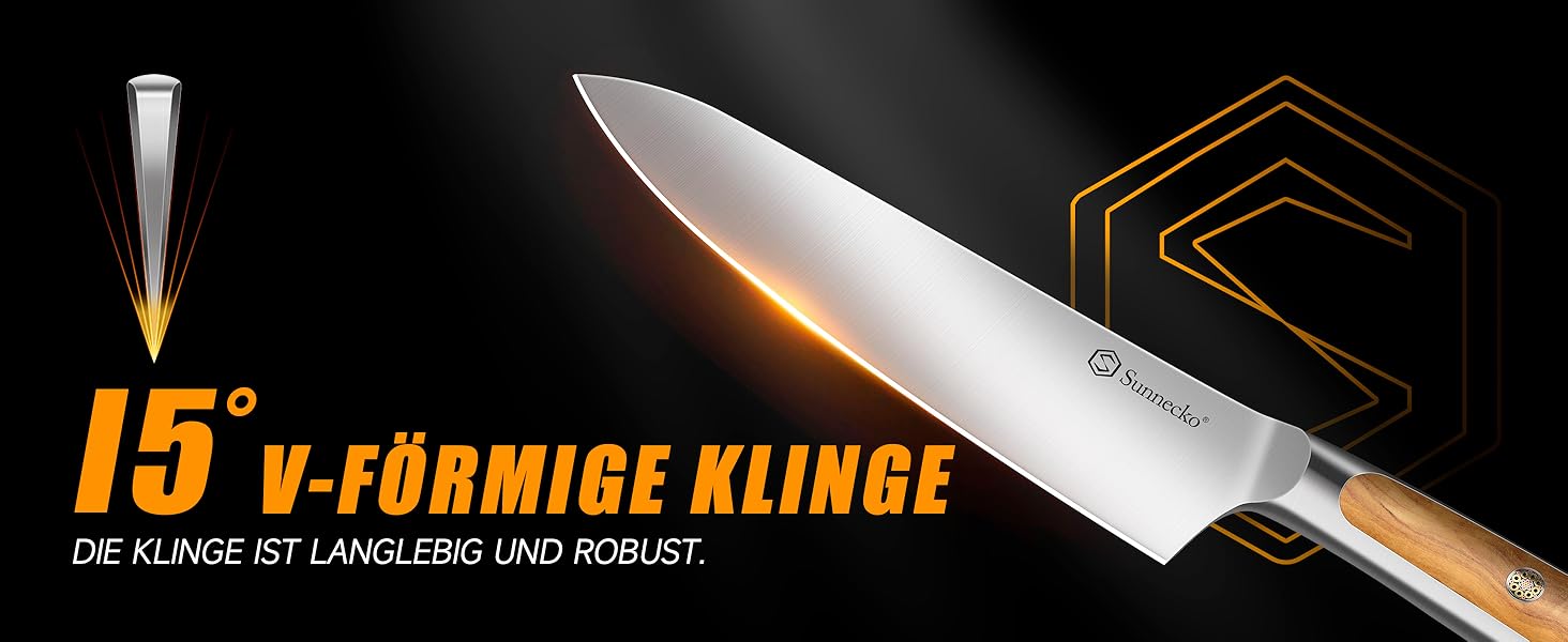 Набір ножів Sunnecko 6 шт. з підставкою – кухонний набір ножів для кухні, з ергономічними ручками та гострими лезами, з підставкою з нержавіючої сталі та акацієвого дерева