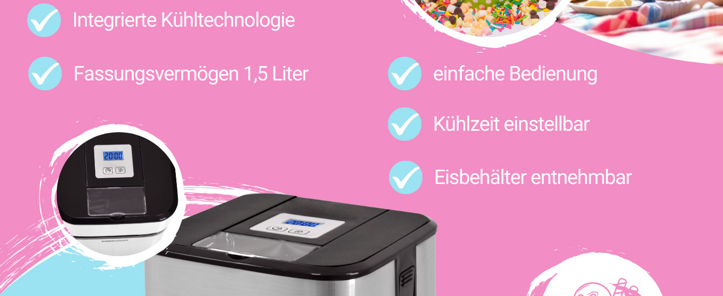 Апарат для морозива Syntrox Germany Jinoria для сорбету, йогурту та м'якого морозива з таймером, безпечний для дітей