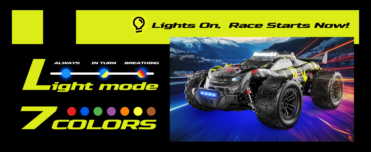 Позашляховик DEERC 1:14 Brushless 4WD, 43 милі/год, з LED підсвіткою, металевими амортизаторами та 2x 7.4V акумуляторами