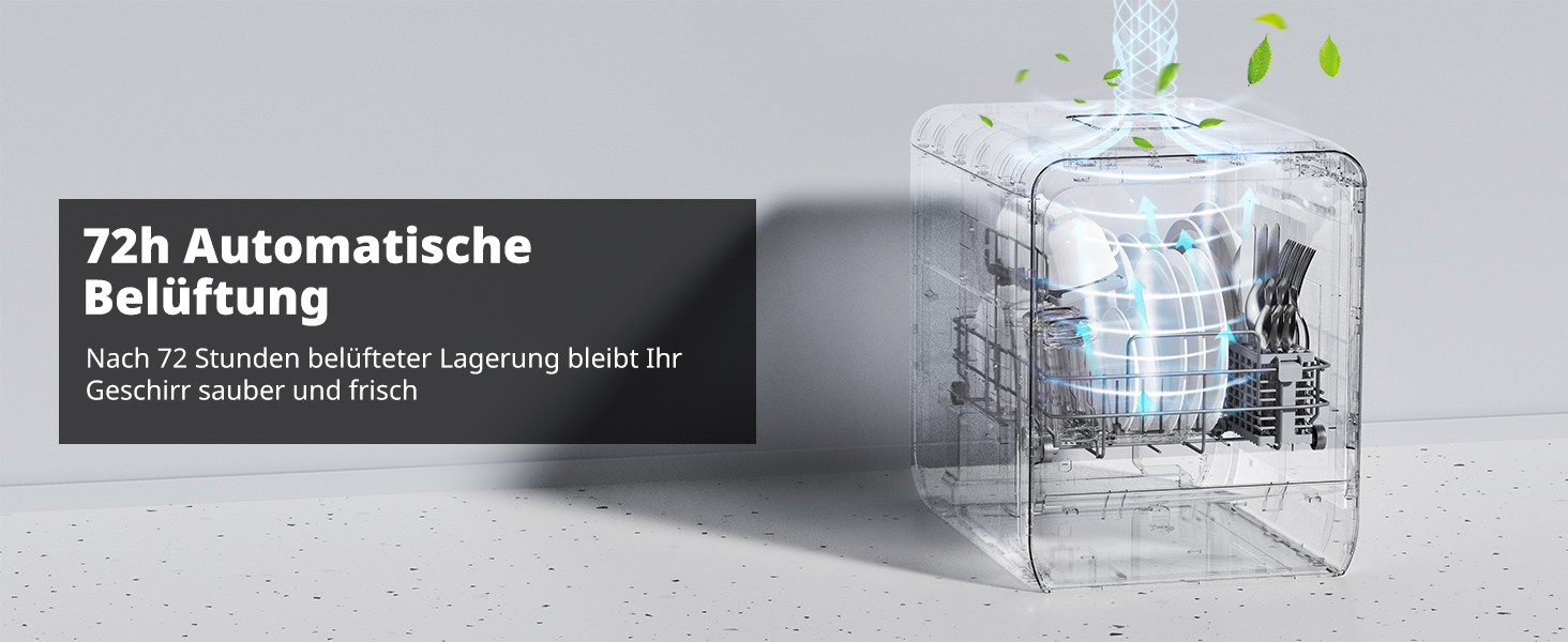 Мийка посуду AIRMSEN Mini для столу з резервуаром для води, ополіскувачем, 9 програм, 37*50 см, ультра-вузька, таймер 1-24 год, 360° подвійний розпилювач, шланг/без шланга, білий