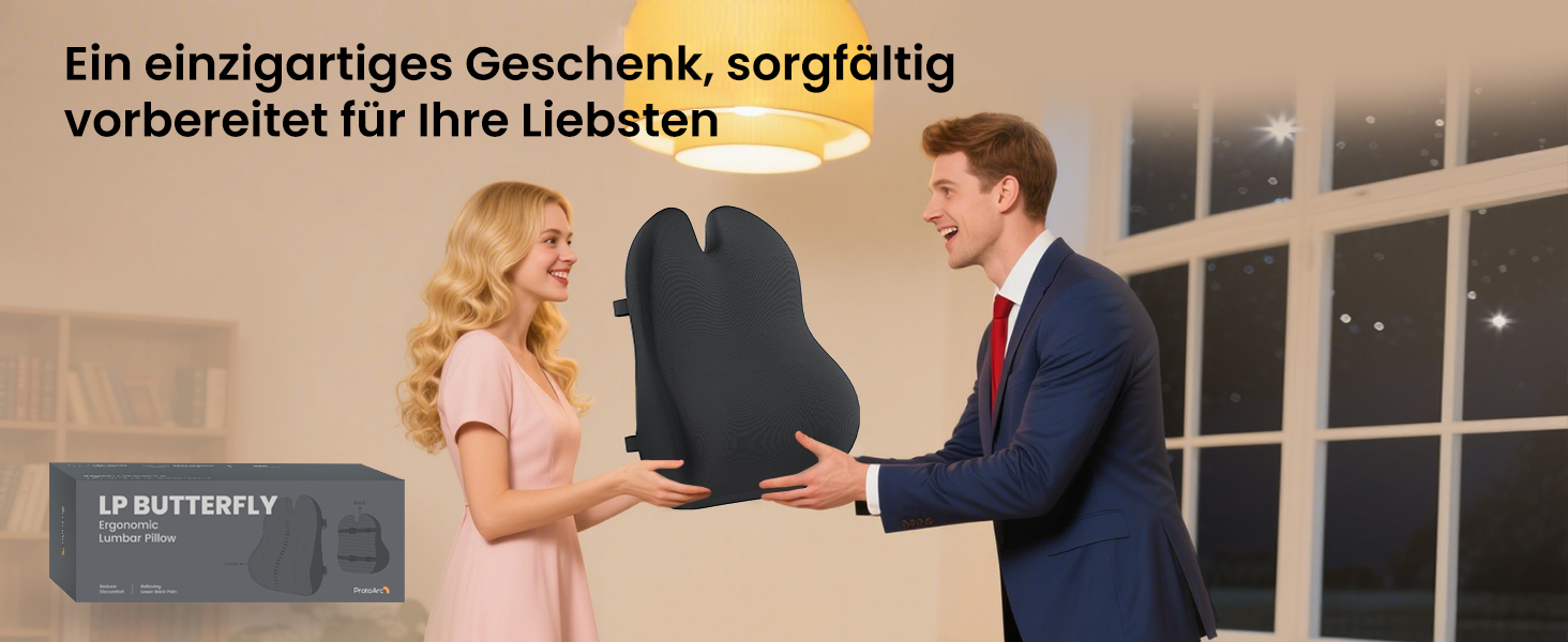 Підпорка для спини ProtoArc з піною Memory Foam, для офісного крісла, авто та столу, чорна