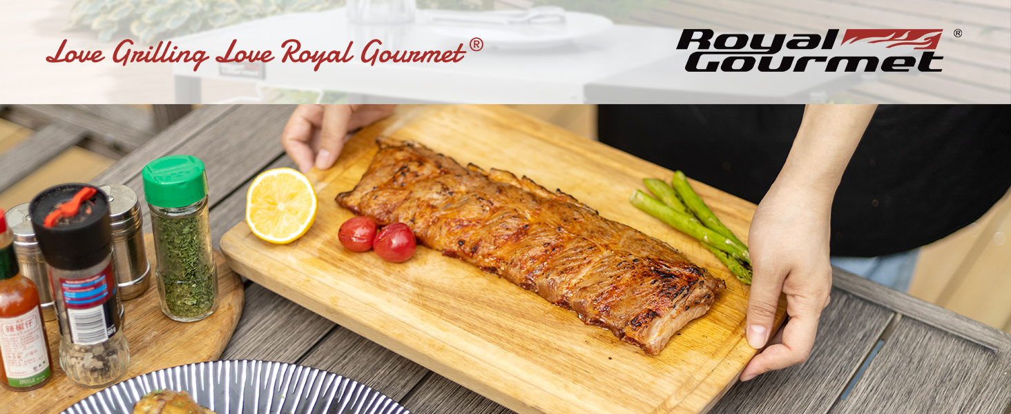 Набір для гриля Royal Gourmet: стіл-візок з 3 ярусами, стільниця з нержавіючої сталі 70x50 см та бічна полиця 30x50 см, для дачі та саду