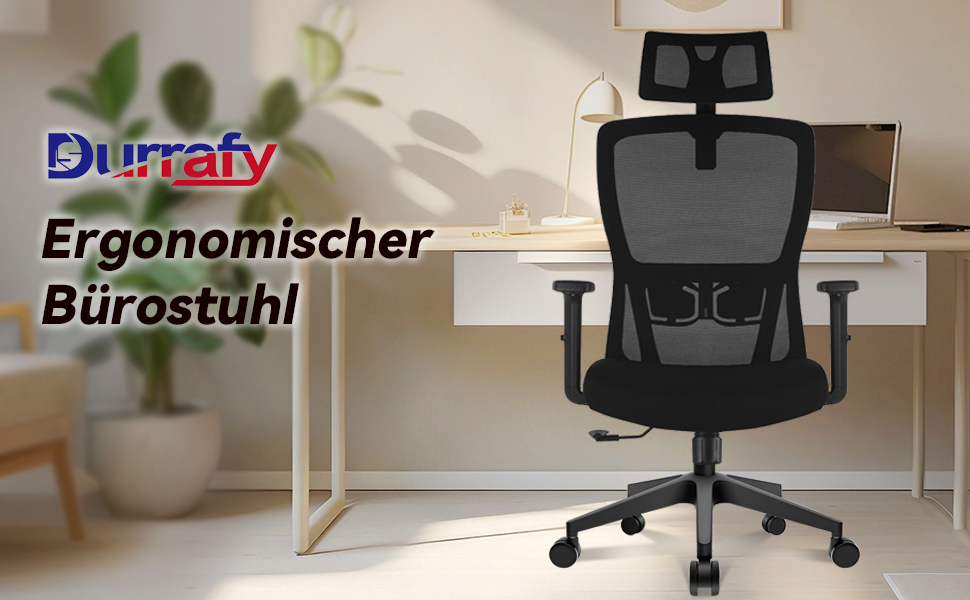 Ергономічне крісло для офісу, регульоване по висоті, поворотне з підтримкою попереку та підголівником, функція відкидання 90°-130°, максимальне навантаження 150 кг, чорний колір, X-Large