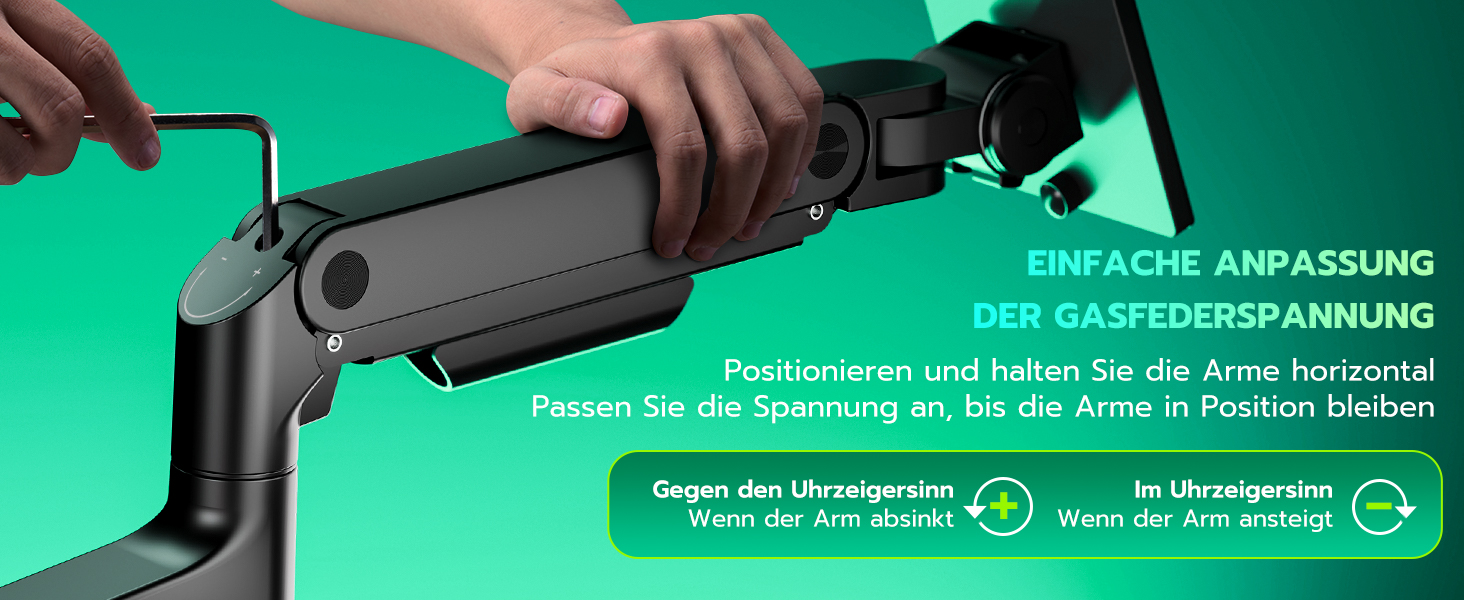 Кріплення для монітора ARES WING з USB A/C, кріплення для монітора, 17-49 дюймів, вантажопідйомність 20 кг, газ-амортизатор, VESA 75/100 мм, чорний