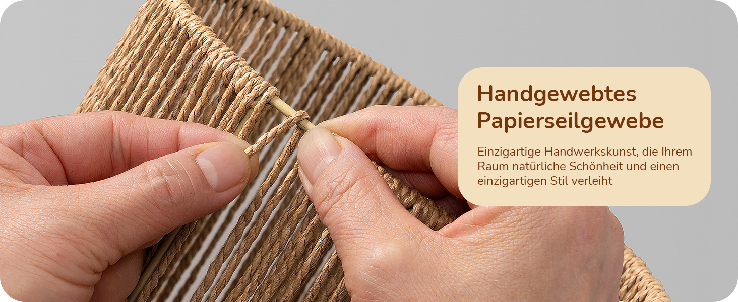 LED настільна лампа EDISHINE з абажуром з ручної роботи та дерев'яною підставкою, тепле світло 2700K, бохо-стиль для спальні, вітальні та готелю, з лампочкою E27 4W, паперовий шнур