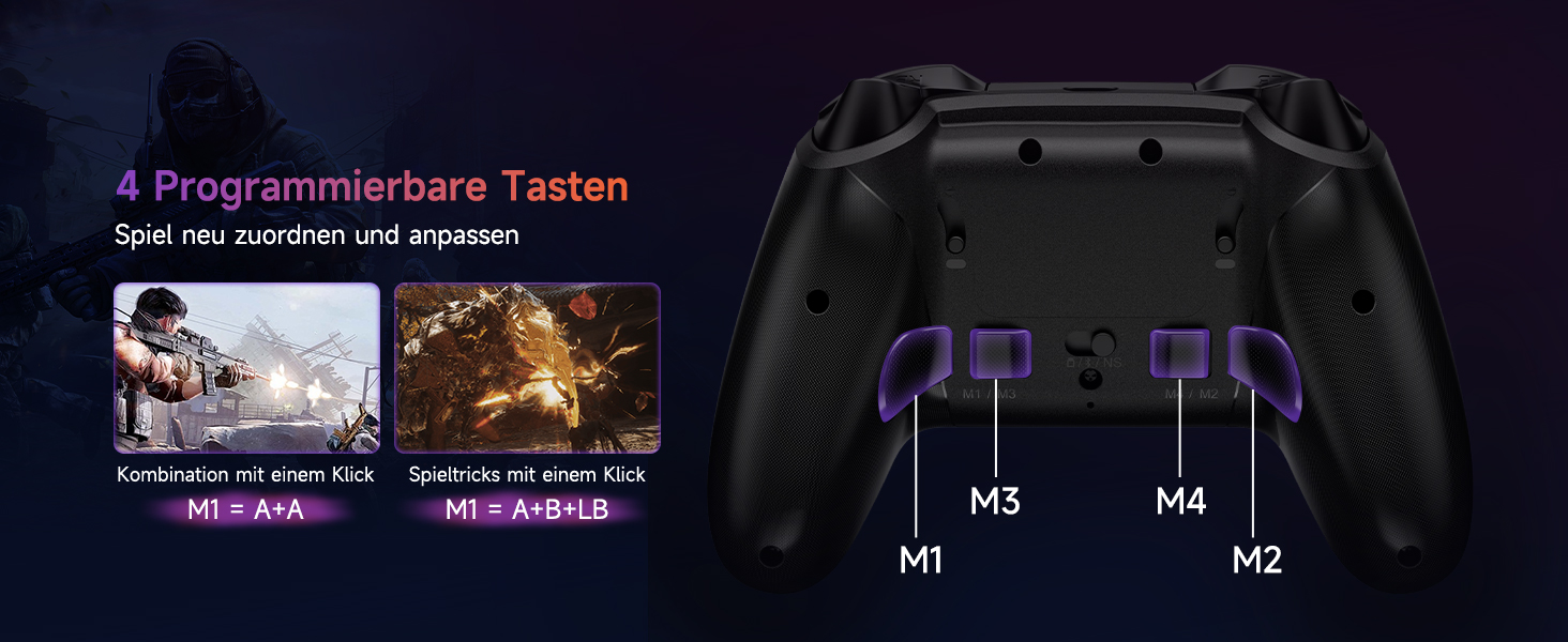 Бездротовий контролер EasySMX X20 з RGB підсвічуванням для PC, Switch, Android. 2 в 1 тригери, знімний джойстик, механічні кнопки, 6-осьовий гіроскоп, білий (чорний)