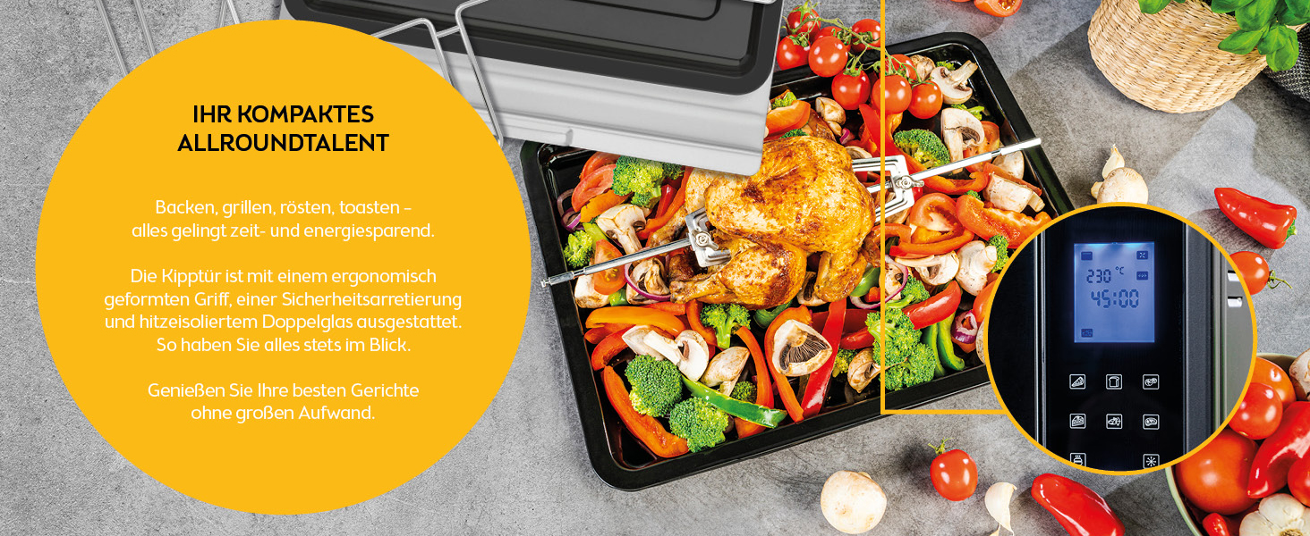 Міні-піч TZS First Austria Digital 30L 1600W з регулюванням температури та таймером - для кухні та кемпінгу